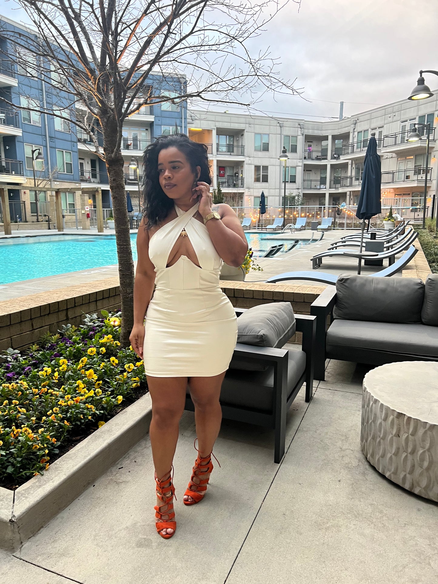 SUMMER WHITE | LEATHER DREESS
