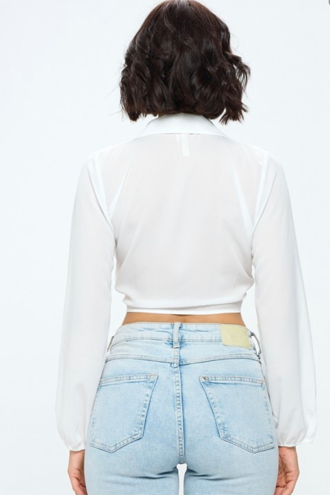 NAYA | WHITE CROP TIE KNOT SHIRT