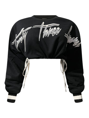 MIDNIGHT CROPPED CREWNECK SIGNATURE PULLOVER