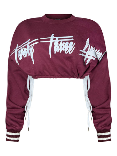 MERLOT CROPPED CREWNECK SIGNATURE PULLOVER