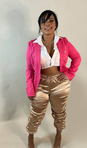 SADIE | RUCHED SATIN JOGGERS