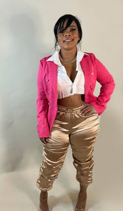 SADIE | RUCHED SATIN JOGGERS