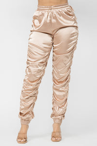 SADIE | RUCHED SATIN JOGGERS