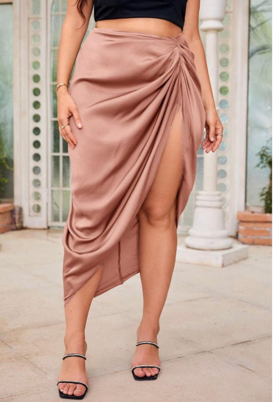 LOLA | RUCHED HIGH SLIT SKIRT