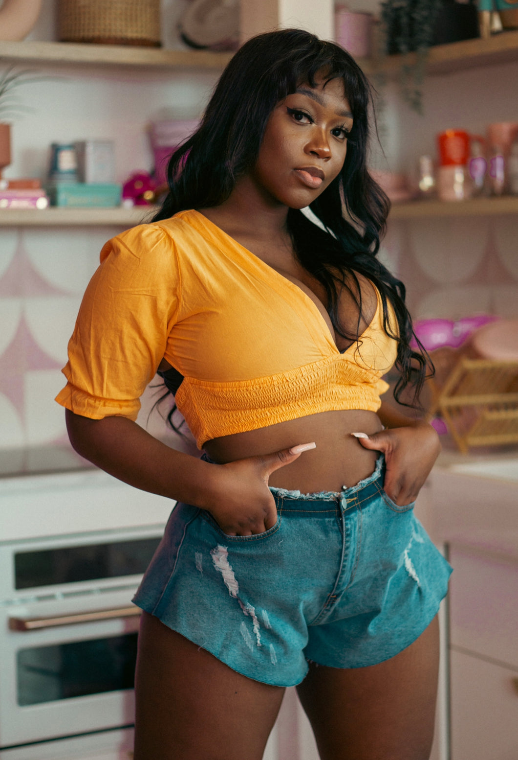 DAISY | FLARED DENIM SHORTS