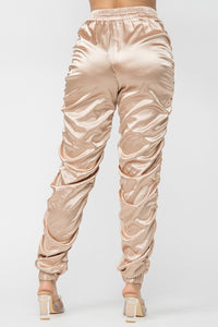 SADIE | RUCHED SATIN JOGGERS
